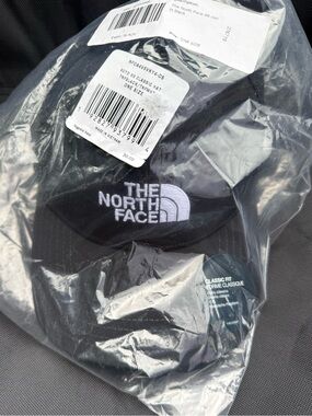 The North Face Black Hat with White Logo Embroidery